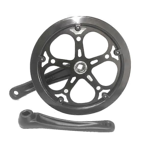 52T 170mm Single Speed Kranksæt til Foldecykel, Diamanthuls Tandhjul Kædering Black