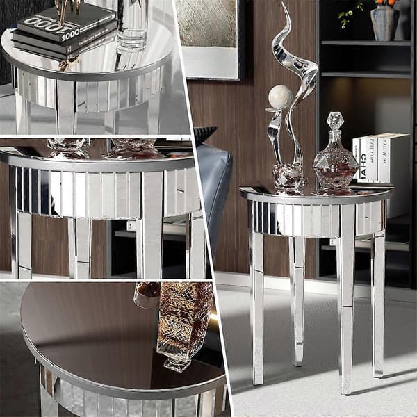 Luxury Silver Glass Mirrored Side Table Coffee Table Accent Table Living Room DecoCJY