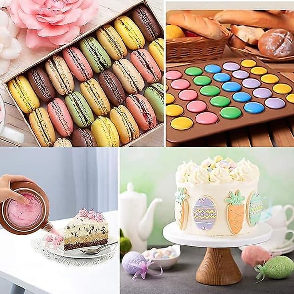 Macaron Silikon Bakmatta Form Set, Non-Stick 48 Kapacitet Macaron Bakplåt, Franska Makroner