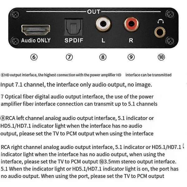 HDMI-kompatibel EARC ARC Audio Extractor 192Khz Konverter EARC til RCA Audio Extractor Adapter til DT