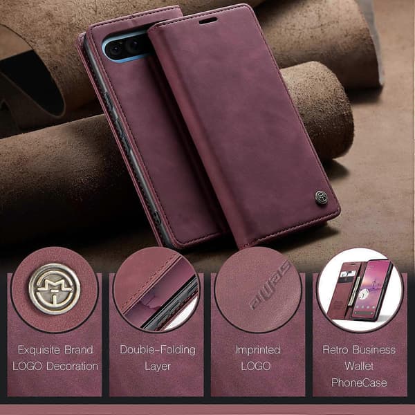 Til Google Pixel 10 Pro XL Wallet Case CASEME 013 Series PU Læder Telefoncover Stativ - Kaffe Multicolor Red