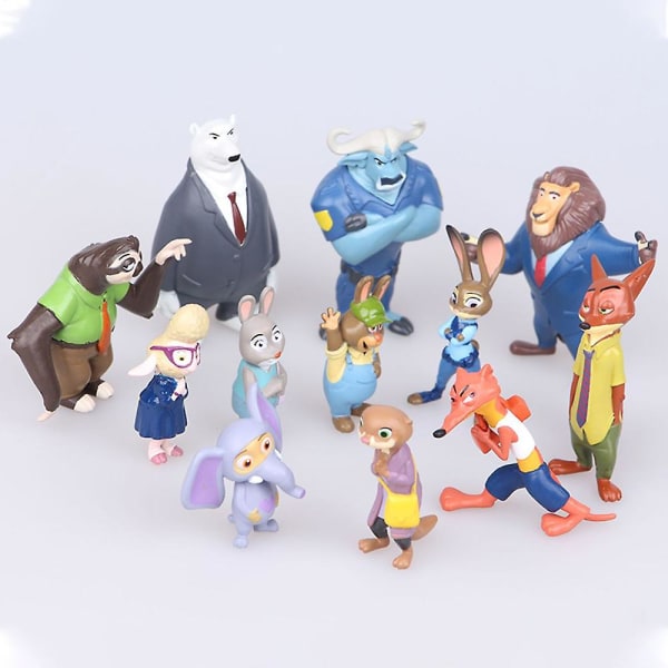 12 st/ set Zootopia Zootropolis Judy Hopps Nick Wilde Mr Big Mini Figurer Leksaker Tårta Toppers Dekoration Presenter