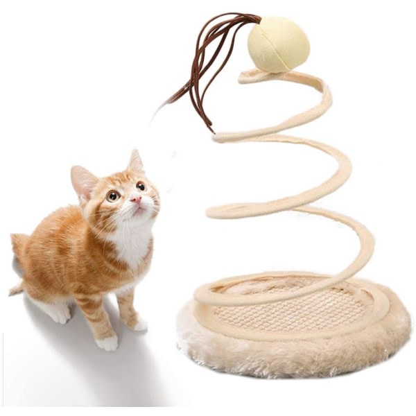 Interaktiv katteleke, katteplysj med spiralfjærplate