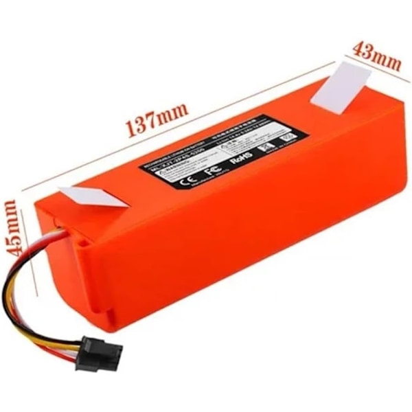 QU*Robot Dammsugare Batteri BRR-2P4S-5200S, Kompatibelt med Roborock, S55 S60 S65 S50 S51 S5 MAX S6, Ersättningsbatteridelar