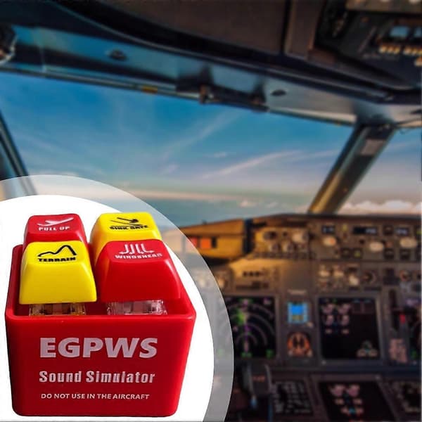Tiny Aviation Cockpit Nøglering EGPWS Advarselslyd Simulator Sjov Gave til Luftfartsfans Piloter Red