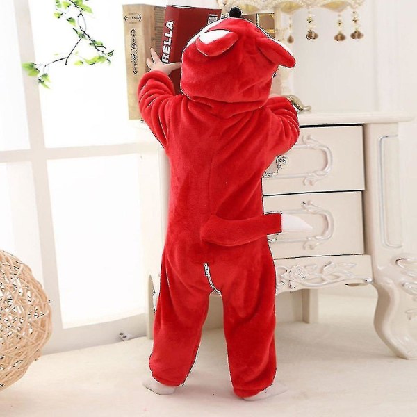 Ca Toddler's Dinosaur Kostym Barn Söt Huvad Onesie Djurkostym Halloween Red fox 18-24 Months