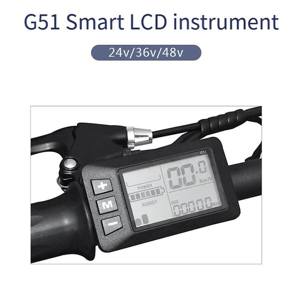 Elcykel Ebike Tilbehør Controller G51 LCD Display 5Pin El-løbehjul Accelerator Vandtæt Black