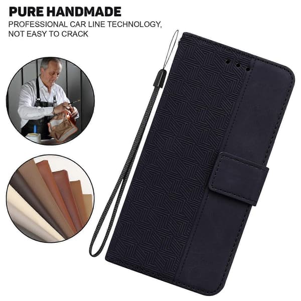 Geometrisk preget skinntelefondeksel til Motorola Moto Edge 20 Black