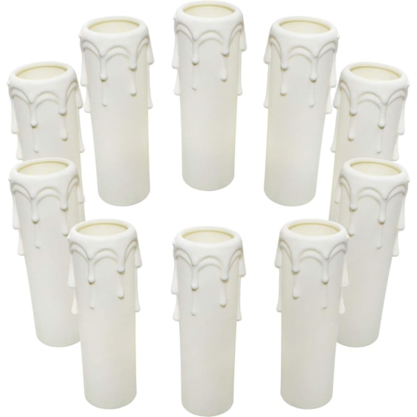 10 kpl kynttilän tippaholkit 30 mm x 100 mm valkoiset muoviset kynttilänsuojukset. Putket kattokruunu-seinävalaisimiin