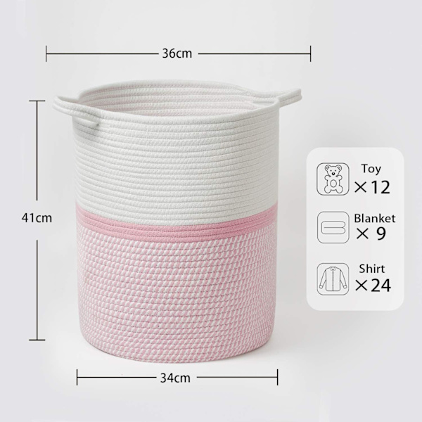 Storage Basket - Woven Cotton Laundry Basket with Handles