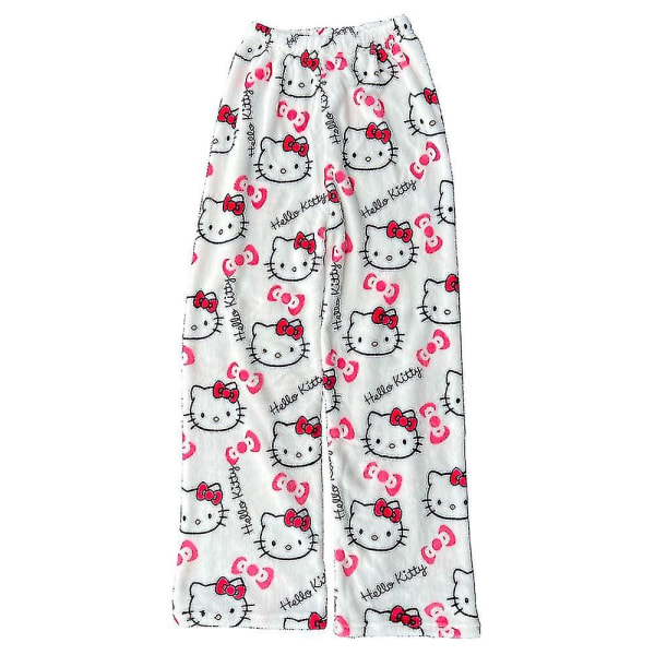 2023 jul Sanrio Hello Kitty Pyjamas Byxor Unisex höst och vinter Varm flanell Pyjamas Trendig pumpa 2000 Tecknad hemkläder 2 XXL