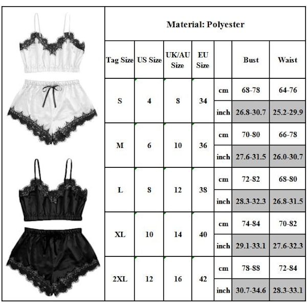 Silkkipitsiliikainen yöpaita naisille, seksikäs olkaimeton satiininen yöasu, musta Black L