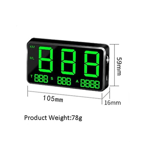 GPS Speedometer Tachometer C80 C80p Digital GPS Speedometer Display med Mph/kmh Hastighedsalarm Træthedsalarm 4,5 tommer LED-skærm til alle biler, cykler, Mo