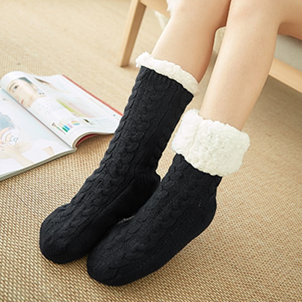 Pairs Damer Varme Slippersokker, Plys Jule Sokker, Skridsikker