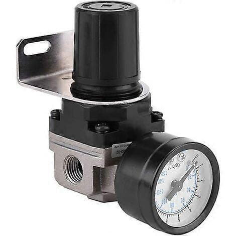 Lufttrycksregulator, AR2000-02 G1/4 Luftkompressor med tryckmätare, 1/4\" Justerbar lufttrycksmätarventil i aluminium med fäste