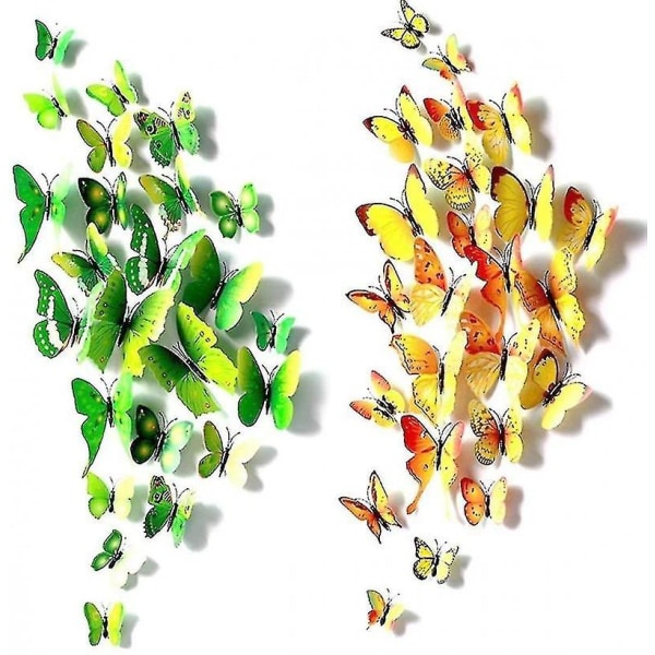 108 stk 3d sommerfugler veggdekor klistremerker dekaler, sommerfugldekorasjoner