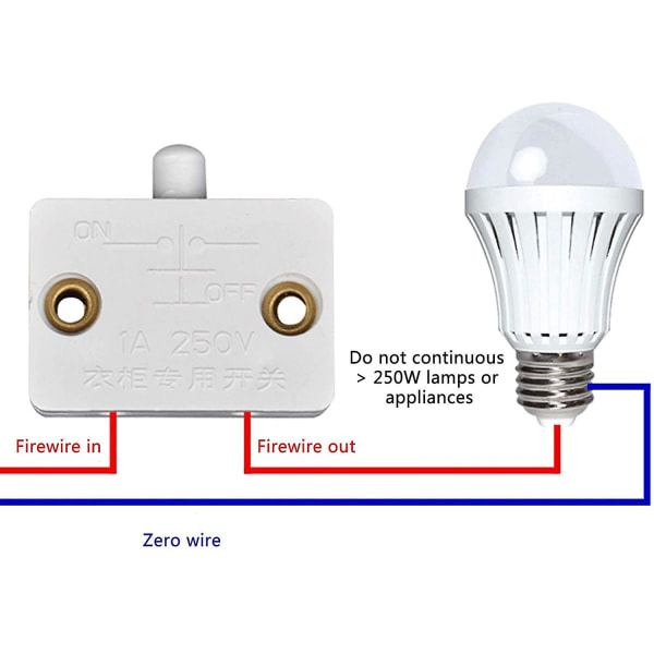 6 stk Dør LED-bryter for skaplys, normalt lukket skap elektriske lampebrytere, for skap P