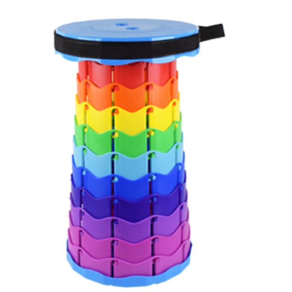 Foldbar teleskopisk skammel, maks. belastning 400 kg, egnet til voksne udendørs fiskeri, vandreture, havearbejde, rejser, gr Light blue-Rainbow