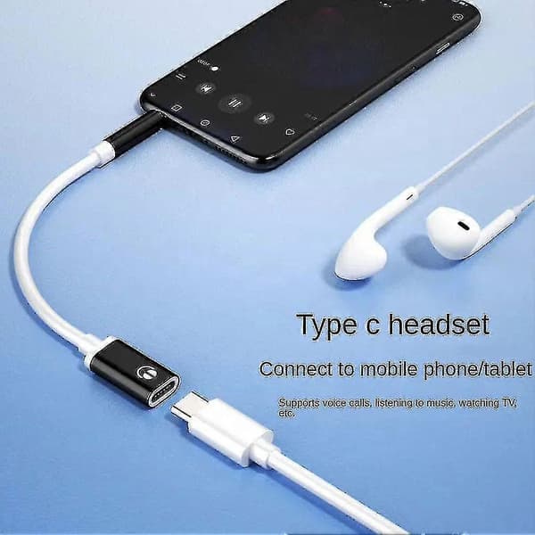 3,5 mm han til Type-C hun hovedtelefonkonverteradapter flad til rund analog
