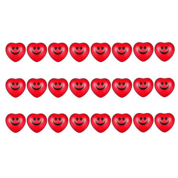 24 stk Day Heart Stress Baller,røde Smile Face Squeeze Baller,hjerteformede skumballer og voksne