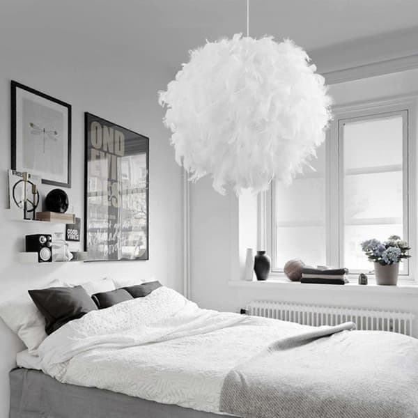 Nyhet Fjær Pendel Taklampe Lysekrone E27 Justerbart Tau 50cm