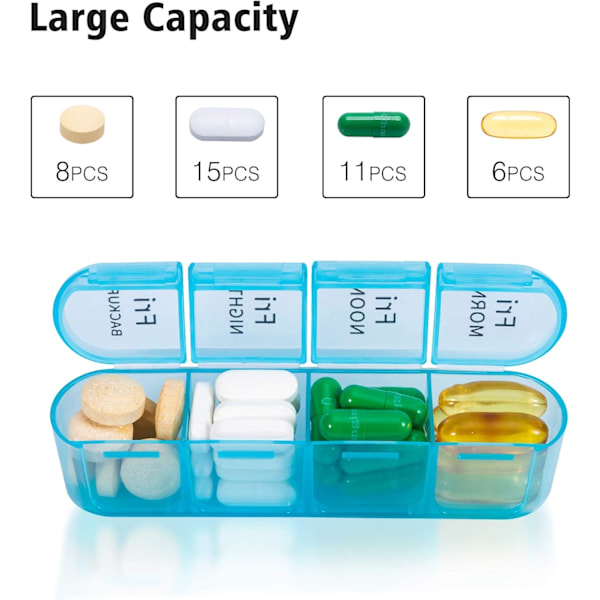 Pillerlåda 4 Gånger Om Dagen 7 Dagar Tablettarrangör Tablettask för Medicin (Svart)