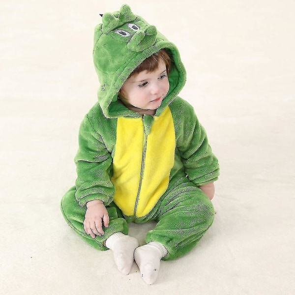 Ca Toddler's Dinosaur Kostym Barn Söt Huvad Onesie Djurkostym Halloween Dinosaur 0-3 Months