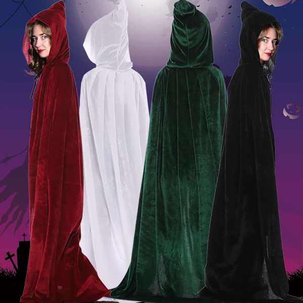 Hodeplagg Kappe Vampyr Heksekappe Lang Kappe Unisex Voksen Cosplay Kostyme Hvit White One Size