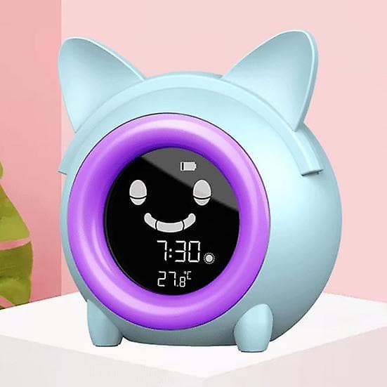 Barn Sovträning Temperatur LED-ljus LCD-display Väckarklocka CJY blue