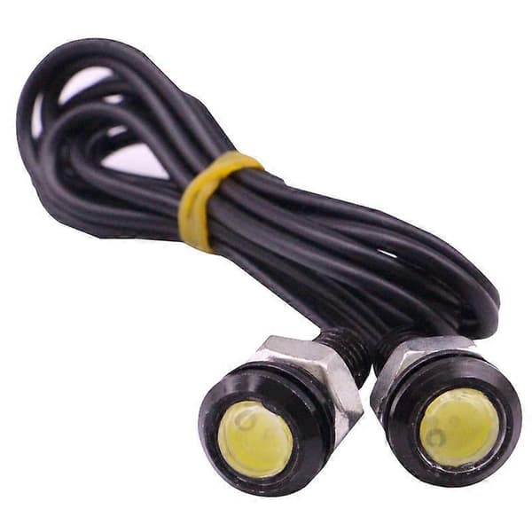 2 STK 2x 2W Vanntett Eagle Eye Lys Hvit LED-lys for Kjøretøy, Kabellengde: 60cm Black
