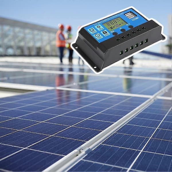12v/24v Auto Solpanel Batterikontroller Digital Display Solcellsladdningsregulator För Solvarningsljus 30A