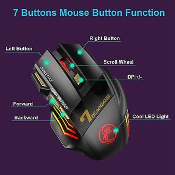 Trådlös Gamingmus För Dator 2.4G Rgb Uppladdningsbar Gamingmus Bluetooth Usb Mus Tyst Ergonomisk Mus