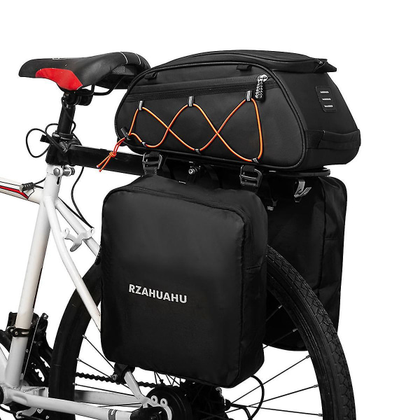 3-in-1 Pyörän telinelaukku Tavaralaukku Vedenpitävä polkupyörän takapenkkilaukku Jääkaappilaukku, jossa on 2 sivussa ripustettavaa laukkua Pyöräilyn tavaralaukku Laukku Olkalaukku Orange