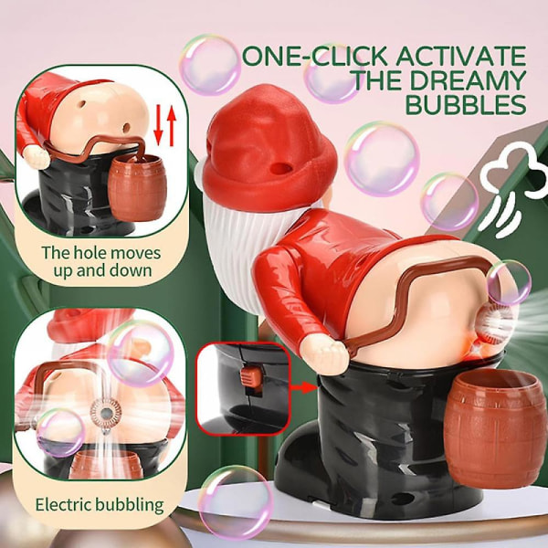 Santa Bubble Machine For Kids, Christmas Funny Santa Elektrisk Bubble Bubble Machine med musikljus, helautomatisk Läcksäker Farting Bubble Machi