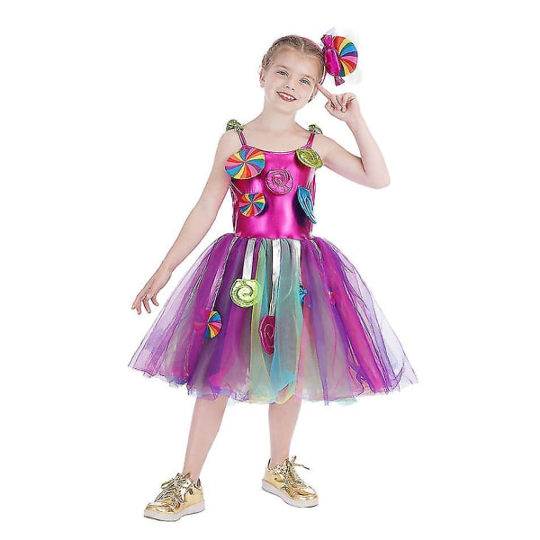 Søt Regnbue-Sukkertøy Prinsessekjole for Jenter, Julekarneval Lollipop Totem Kostyme, Barnekostyme for Cosplay-Opptreden Set 1 S (2-3Y)