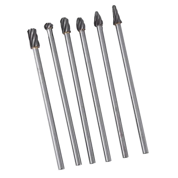 Wolframcarbid roterende fræser sæt - 6 stk., 6 mm skaft, 10 mm skærediameter