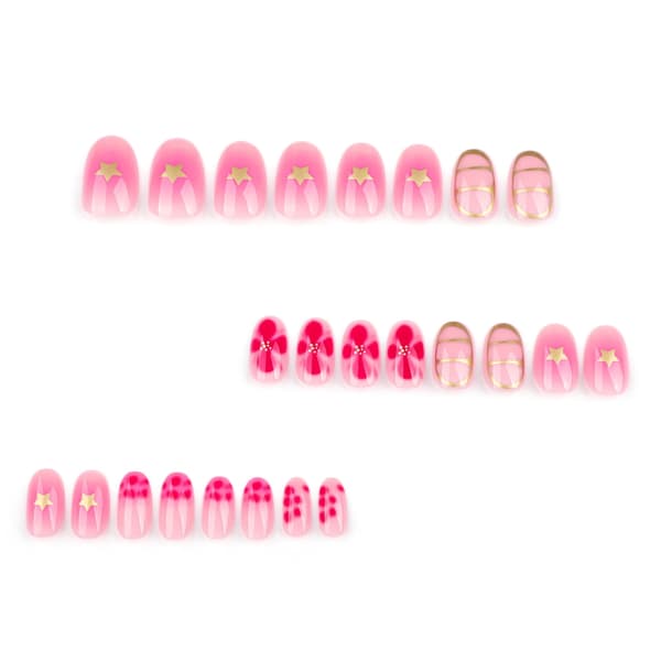 24pcs Almond Shaped Nail Tips Flower Fake Nails Press on Nails Artificial False Nails Not Specified