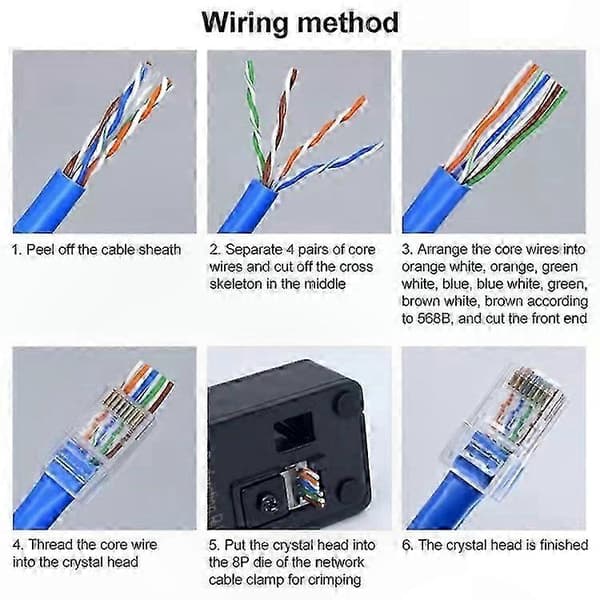 100-pak Cat6e RJ45 modulære stik, uskærmede gennemgangsstik til netværkskabler Not Specified