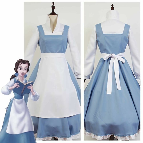 Beauty And The Beast Princess Belle Maid Dress Cosplay Kostume Outfit Gave S