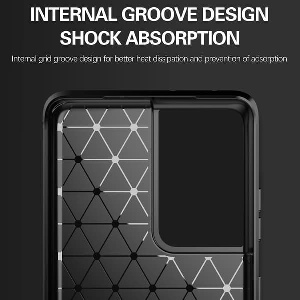 Børstet tekstur TPU-etui til Samsung Galaxy S21 Ultra Black