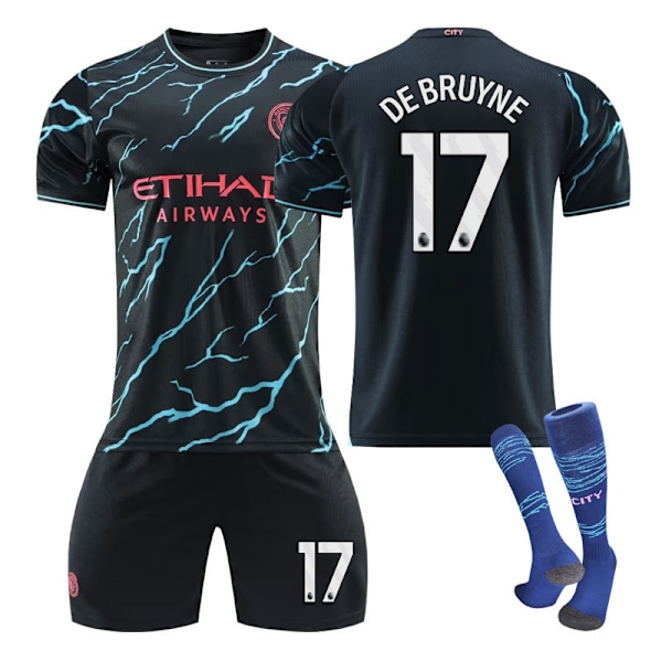 Manchester City Bortedrakt Fotballsett Haaland Nummer 9 (23-24) nr. 17 med sokker no.17 with socks 2xl(185-190cm)