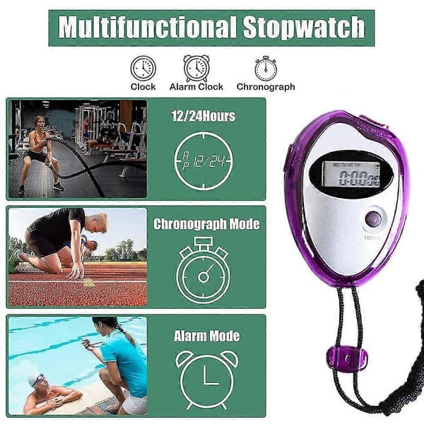Digitalt stoppur - intervalltimer med stor display lilaCJY