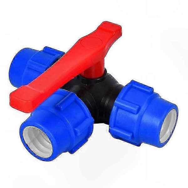 32 mm PVC treveis kuleventil med hurtigkobling for slange-T-adapter