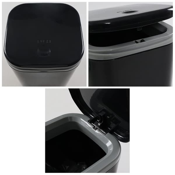0,5 Gallon Small Countertop Trash Can, Mini Desktop Trash Can with Push Button, Black