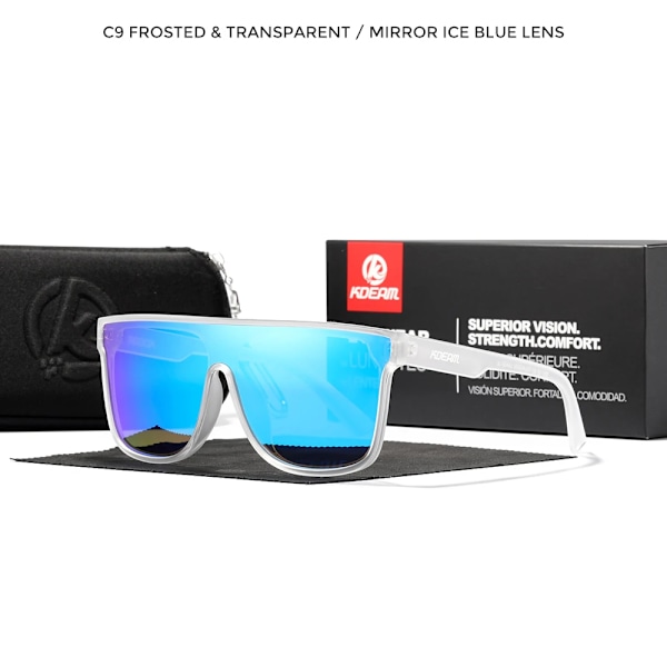 KDEAM Yksiosaiset polarisoidut aurinkolasit miehille ja naisille, urheilulasit baseballiin, kalastukseen ja autoiluun, täydelliset varusteet, C9 peili jäänsininen C9 Mirror Ice Blue As Shown