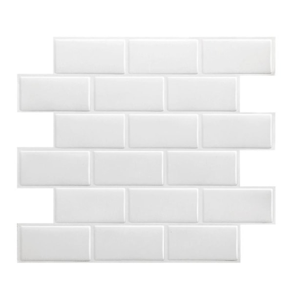Itsekiinnittyvät seinälaatat irrotettavat ja kiinnitettävät seinälaatat, 3d-metrolaatat keittiön ja kylpyhuoneen laatoissa (5 arkkia - valkoinen)