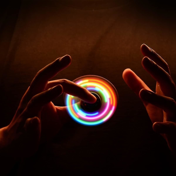 Metal LED Lysende Fidget Spinner - Festartikler Med Omfattende Lysshow - Angstlindrende Sensoriske Legetøj Til Børn Og Voksne iridescent