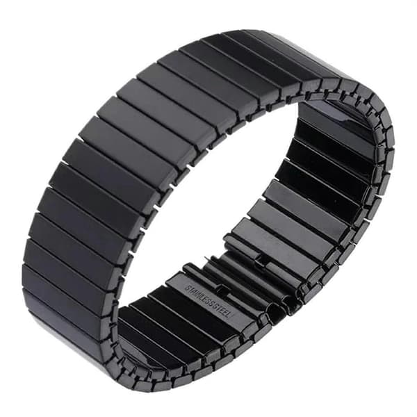 Elastisk urrem i rustfrit stål, strækbar 18 mm sort L151mmCJY