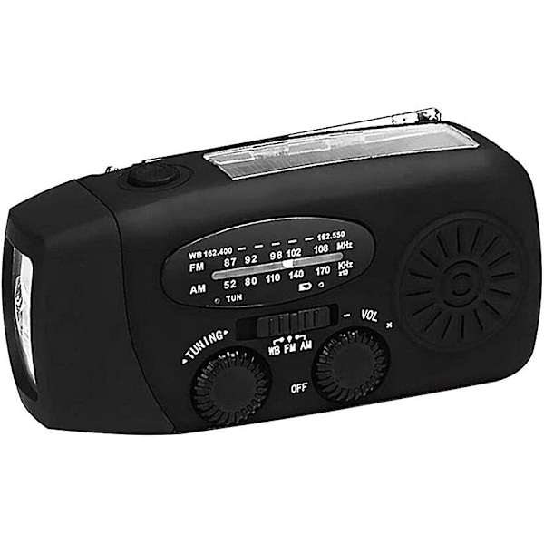 AM/FM Handvev & Solradio, Bärbar Nödradio med LED-ficklampa, Väder