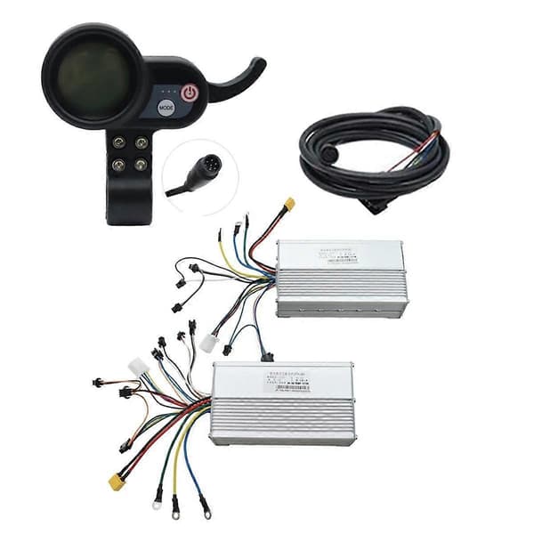 60V 50A Borstlös Kontroller Dubbelmotor+36V-60V LCD-Display Dashboard 6PIN för Elscooter E B Black
